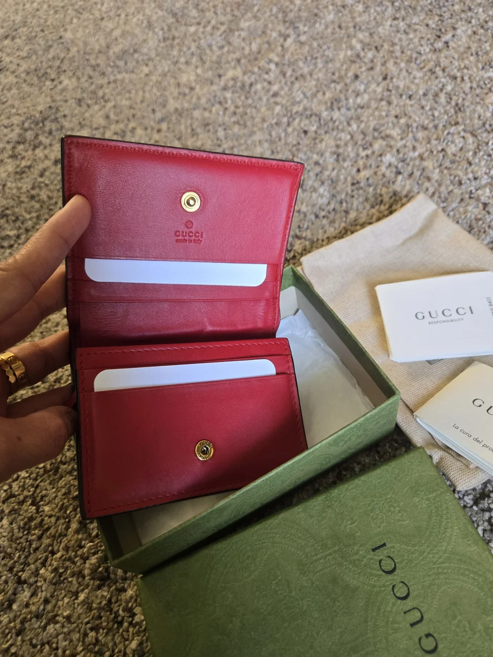 Gucci GG Supreme Wallet with Red Cherry Accent - Picture 2 of 9
